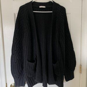 Heavy, Chunky Black Cardigan Sweater (Probably L or XL)